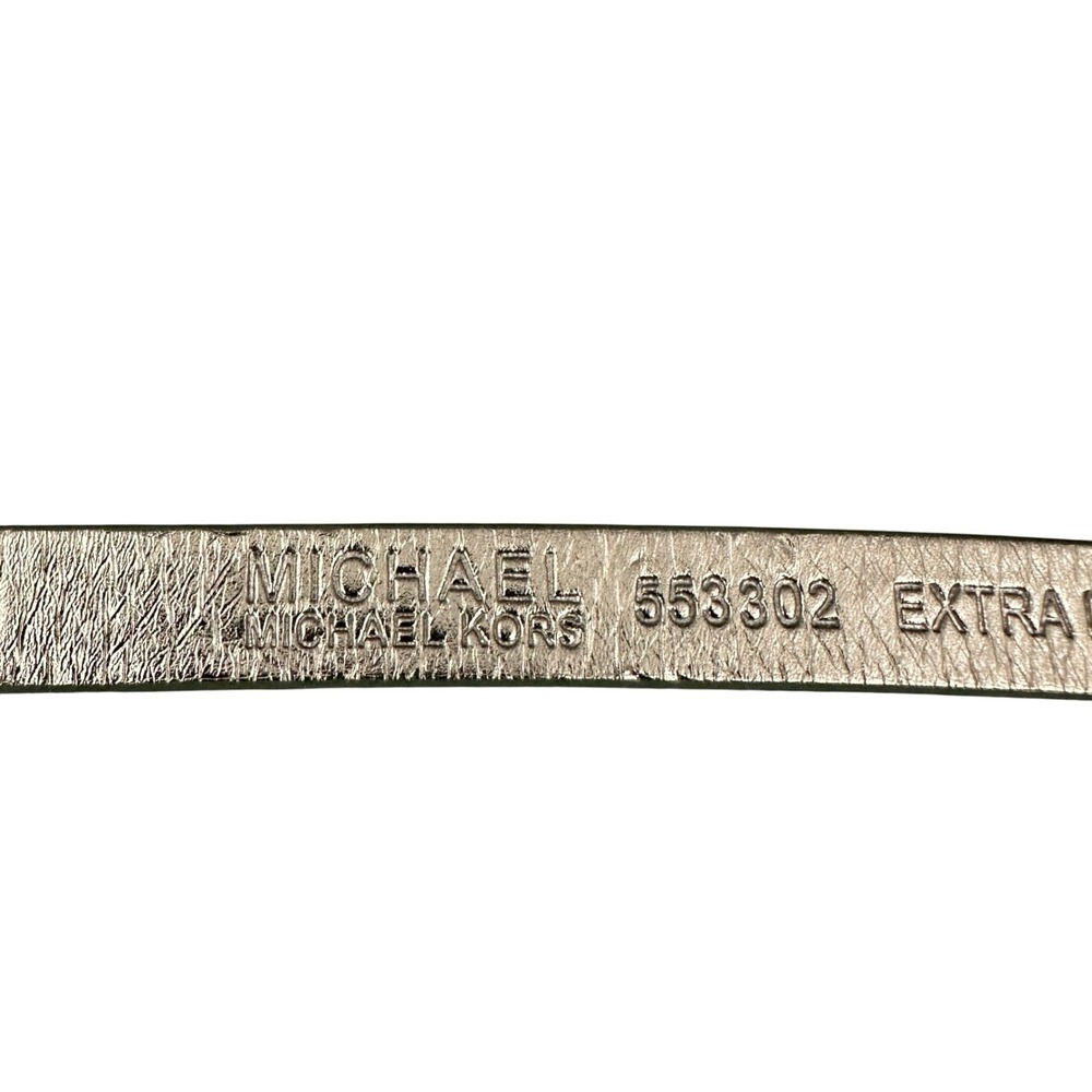 Michael Kors NWOT Gunmetal Skinny Belt Leather 553302 Women XL Flawed see photos - Picture 4 of 10